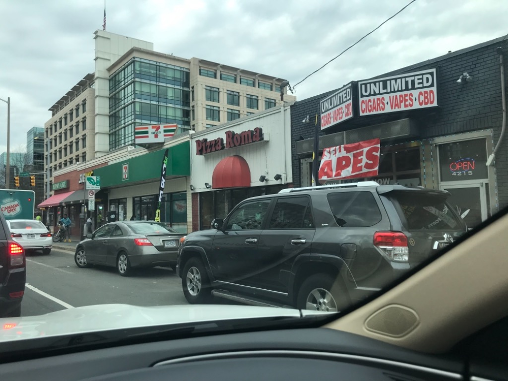 These storefronts may have all changed business names but building strip still much as it was in the 60s including the Chinese restaurant on far corner. Sits across from Metro Station on Fairfax Dr.