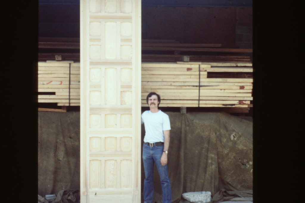 The doors were made from white pine and were 2.25 inches thick